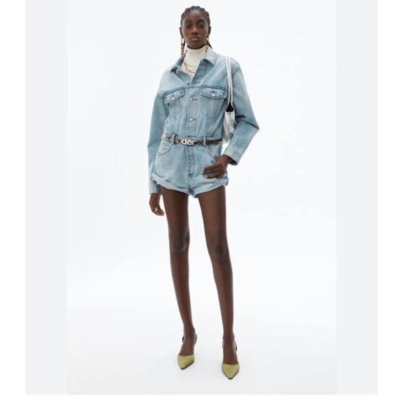 Alexander Wang Cotton Denim Short Jumpsuit - Picture 1 of 15